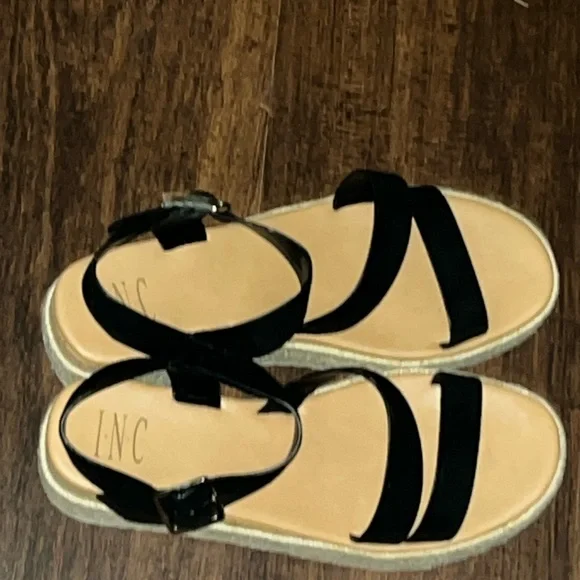 INC Black Espadrille Platform Sandals Size 8.5 - Picture 6 of 7